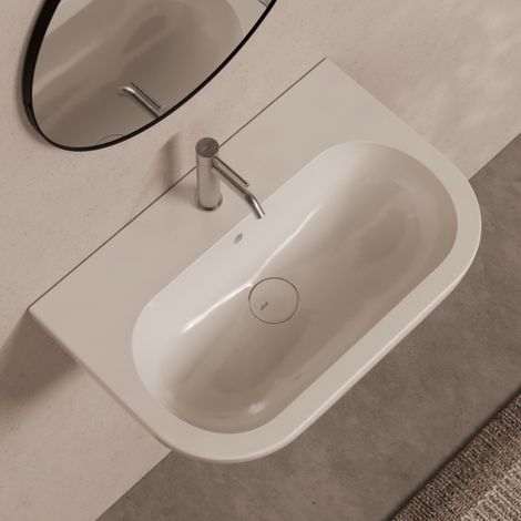 FORM 68x45 Mauve mat. Siphon Noir mat. Avec bonde. 1 trou. 1 tro
