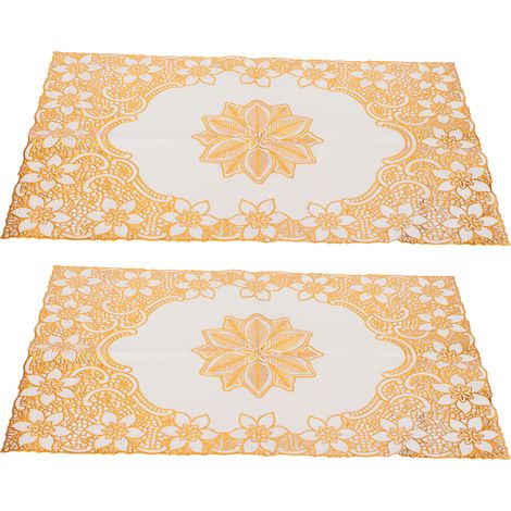 2 Pièces Sous-verres PVC 30x45 cm Dorés - Protection de Table Déco Cuisine Mariage Élégante