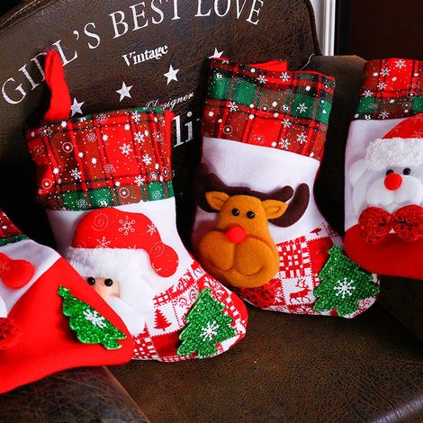 Chaussette de Noël à suspendre, chaussette de Noël rouge classique, magnifique clochette (1/5)