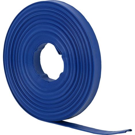 Manguera de jardín plana 1 1/2 pulgada 50 m 0-7 bar tela reforzada azul 140010160