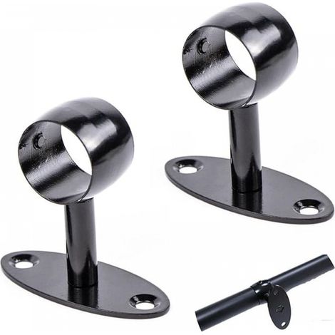Support de Main Courante, Support de Rampe Escalier Mural en Acier Inoxydable pour les Cages D'escalier, Couloirs, Salles de Bain, Intérieure et Extérieure Ø 33 mm, 2 Pièces, Noir (1/5)