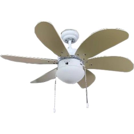Ventilador de Techo con Luz, Motor AC 45W y Control Remoto Aspas Color Madera