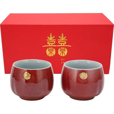 Lot de 2 tasses à thé style chinois Kung Fu, tasses en céramique cadeau, ustensile à thé décoration intérieure