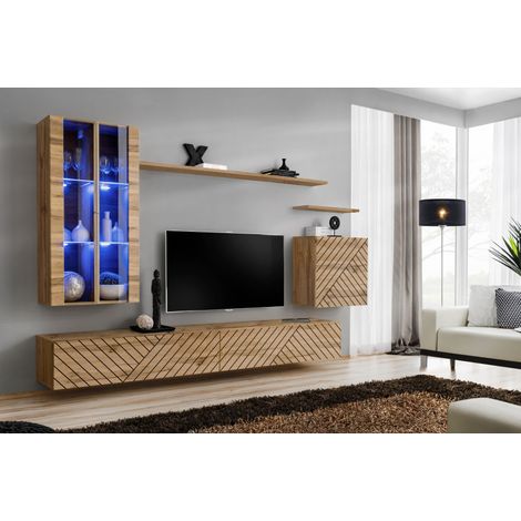 Ensemble de 7 meubles muraux "Switch XII" pour TV en bois - Beige - L 270 x H 160 x P 40 cm - Livraison gratuite