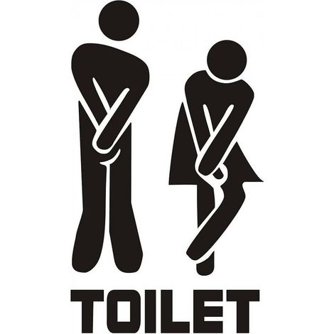 1 autocollant de toilette, PVC noir, amovible, décoration murale salle de bain, porte WC (1/5)
