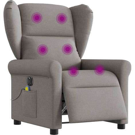 Massagesessel Elektrisch Taupe Stoff