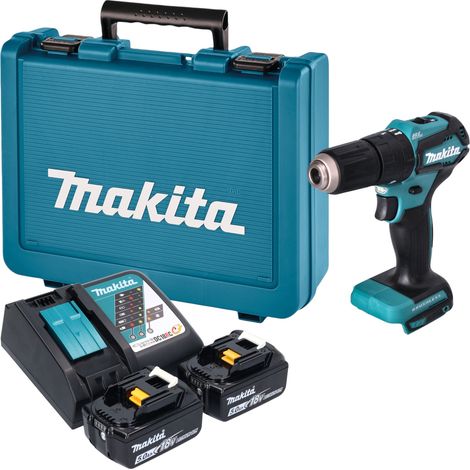 Taladro atornillador de percusión a batería Makita DHP 483 RTE de 18 V, 40 Nm, sin escobillas + 2 baterías de 5,0 Ah + cargador + maletín (1/5)