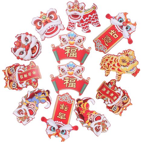 12pièces Décorations du Nouvel an Lunaire pour Maison Décorations Arbre de Noël Porte Kit du Nouvel an Chinois (1/5)