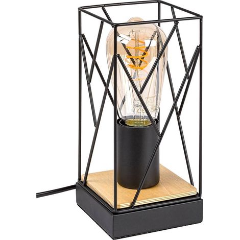 Lampe de table Metal / bois noir E27 1 x Max.40W L: 10cm b: 21cm (1/5)