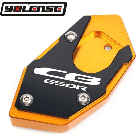 (Gold-CB650R) Compatible avec HONDA CBR650R CB CBR 650R CB650R CBR650 R Moto Béquille latérale CNC Extension de béquille Plaque de support Agrandit la béquille maxpower (1/4)