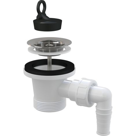 Scarico per lavabo da 6/4" con raccordo, filtro in acciaio inox DN63 (1/3)