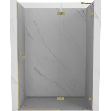 Mexen Lunar Dusch-Schwingtür rechts 130 cm, transparent, gebürstetes Gold - 834-130-000-55-00-P (1/5)