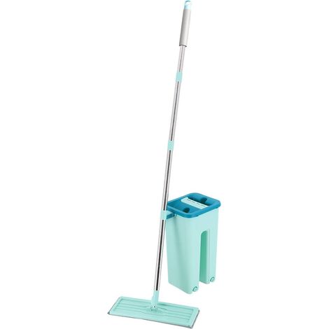 Set seau rectangulaire et balai plat avec 2 housses microfibre auto agrippante 32cm - capacite totale 6l - canard/aqua - Tendance (1/5)