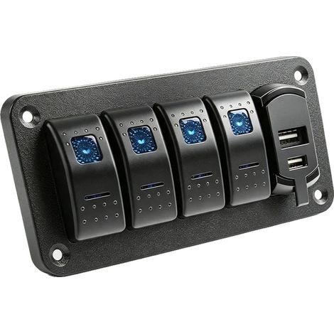 Rocker-Schalterpanel, wasserdichtes Design, doppelte USB-Ports, 4Gang 1USB (1/2)