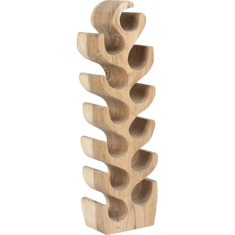 Portabottiglie 12 bottiglie L. 28 x P. 19 x H. 100 cm in Legno di Suar Naturale - GUIMARAS (1/4)