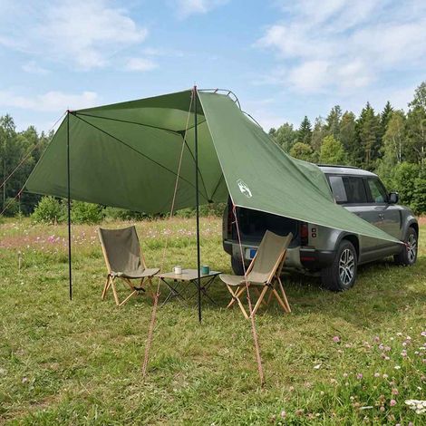 Tente de Voiture Pliable Abri Auto Extérieur en Polyester et Acier Vert 350 x 250 cm - PANGIVO (1/5)