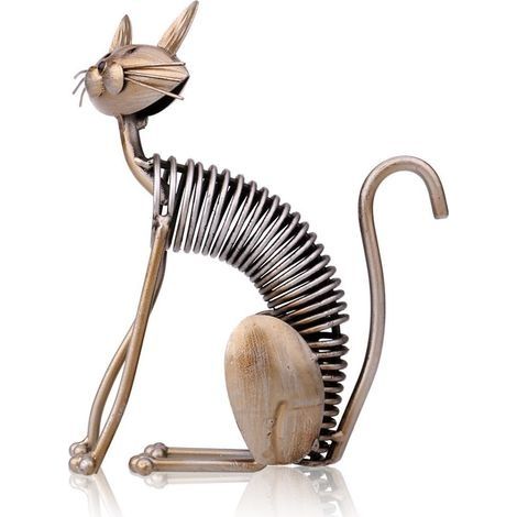 Tomfeel Chat Sculpture en Métal Décoration Faits à la Main Style Moderne et Éléments Décoratifs Créatifs Maison Ameublement Ornements Deco Salon Chat Décoration Intérieure Maison (1/4)