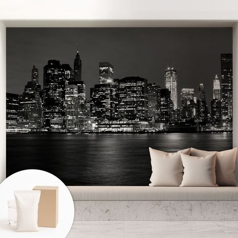 Papier peint décoratif avec colle pour salon, chambre à coucher et bureau – Design moderne et facile à poser Métropole nocturne 208x146 cm (1/5)