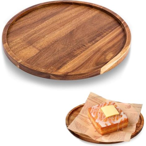 Plateau rond en bois naturel – 20 cm multifonction