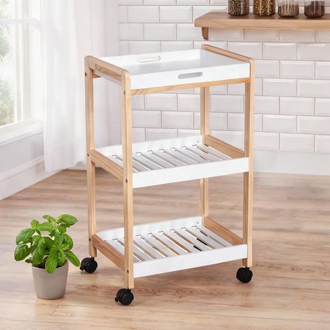 Desserte de cuisine blanc en bois 46 x 35 x 745 cm (1/5)