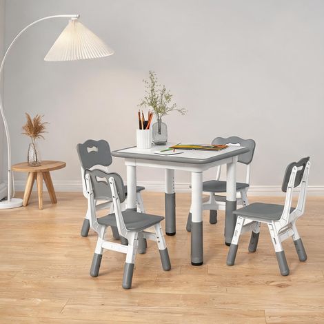 Ensemble table et chaises enfant gris en MDF 60 x 60 x 58 cm (1/5)