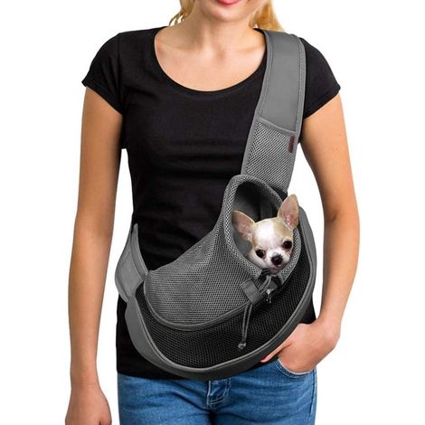 Hundetragetasche Hundeschlinge Atmungsaktive Hundetragetasche 46 x 25 cm Bis 10 kg Für Katzen, Hunde und andere Haustiere Schwarz (1/5)