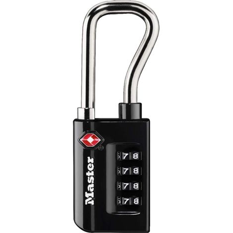 Master Lock 4696EURDBLK Lucchetto da viaggio combinato certificato TSA, nero, 10,6 x 3,5 x 1,4 cm