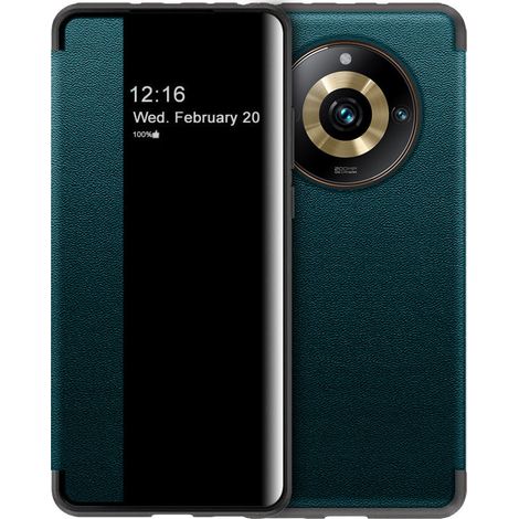Custodia per Realme 11 Pro 5G / 11 Pro+ 5G con apertura a libro e visualizzazione laterale, verde (1/5)