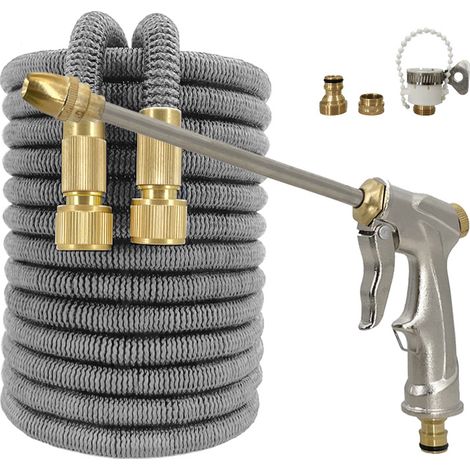Tuyau d'arrosage, pistolet pulvérisateur haute pression à longue perche, tuyau télescopique d'arrosage pour arrosage, lavage de voiture(5m-15m) (1/5)