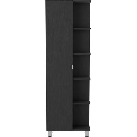 Mueble Alto de Baño Urano, con 5 estantes , 157.98 cm  X 51.18 cm  X 21.46 cm  , Negro (1/5)