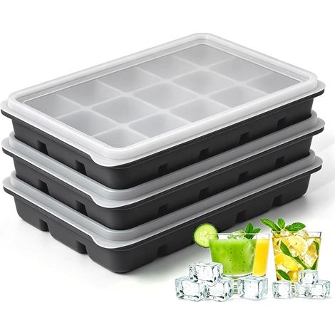 Bac à glaçons en silicone avec couvercle, total 45, glaçons de qualité alimentaire, lave - vaisselle, flexible, facile à libérer, sans Bpa, idéal pour le whisky, les cocktails (1/5)