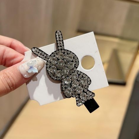 Pince à cheveux en forme de lapin avec strass pour femme - Jolie barrette à bec de canard avec paillettes pour frange et coiffure latérale - Accessoire de cheveux d'animaux doux pour filles (1/5)