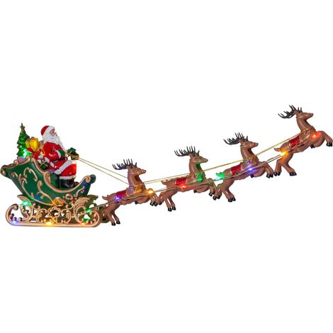 EGLO LED Weihnachtsdeko Deerville, Weihnachtsmann auf Schlitten mit Rentieren, batteriebetriebene Weihnachtsbeleuchtung für Wohnzimmer mit Timer, bunt beleuchtet (1/5)