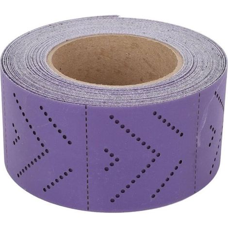 Rouleau papier verre céramique violet 70 mm x 12 m, grain 120, pour ponçage bois, auto, carrosserie (1/4)