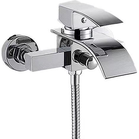 Robinet de baignoire-douche cascade, mitigeur monocommande en laiton avec pressostat pour baignoire et douche, mitigeur de baignoire facile à installer, argent