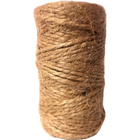 1 Corde de jute, 50 m, double tissage, 2 mm, naturel, pour macramé, jardin, bricolage