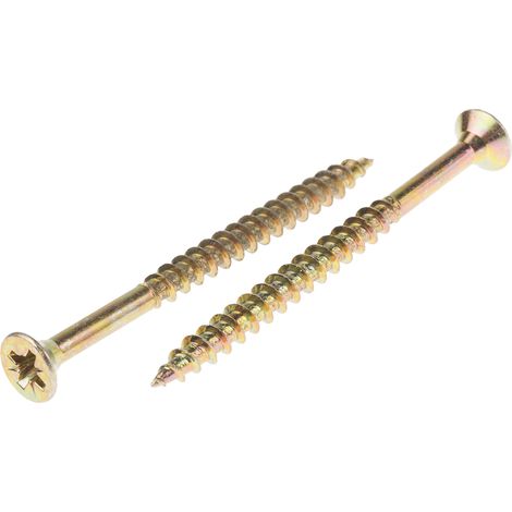 Rs Pro – Vis à bois 6mm – Tête fraisée 80mm – Acier jaune passivé – Lot de 25 unités pour bois dur (1/2)