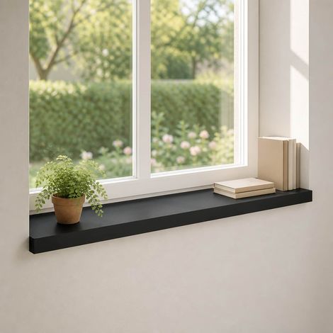 vidaXL Window Sills 2 pcs Black 80x 30 x 2 cm Solid Beech Wood (1/5)