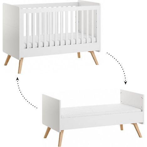 Letto estraibile Vox Vintage Bianco e Legno 70x140 con rete a doghe (1/5)