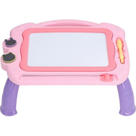 Tableau magnétique à dessin, réutilisable, couleurs effaçables, avec pieds de table, convient aux enfants à partir de 3 ans, rose chinois avec pieds. (1/5)
