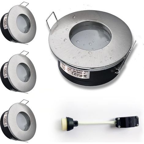 Set of 4 Recessed Spotlights, IP65, Ceramic GU10, Aluminium, Bathroom (1/5)