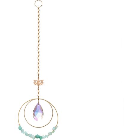 Attrape-soleil cristal prismatique, lotus double cercle, décoration fenêtre jardin pendaison (1/4)