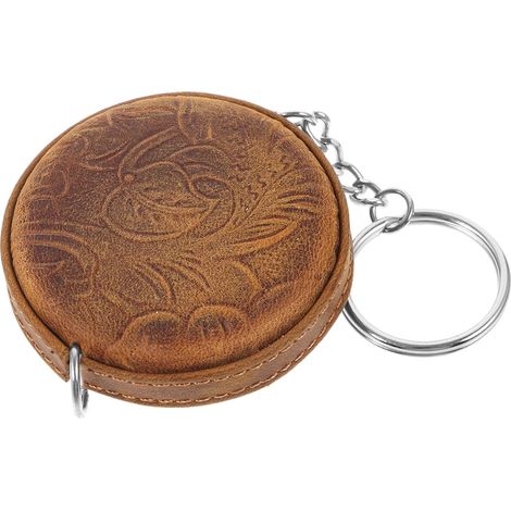 Kisangel Mini Mètre Ruban Portable Marron Vintage en Cuir de Vachette Longueur Max 150 Cm Design Rond Rétractable Double Face, Maison Voyage (1/5)
