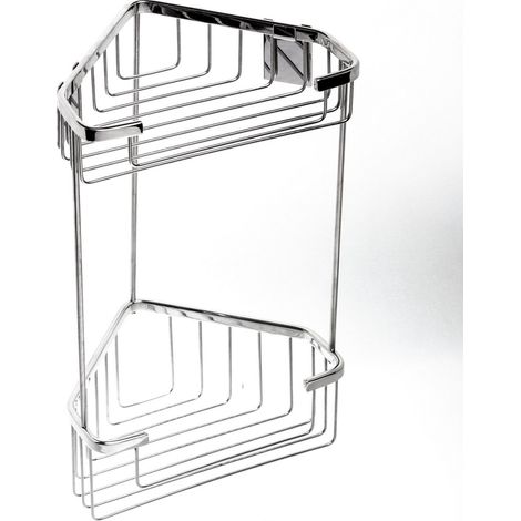 Angolare porta oggetti doccia doppio inox mensola angolo mod. Top Line (1/3)