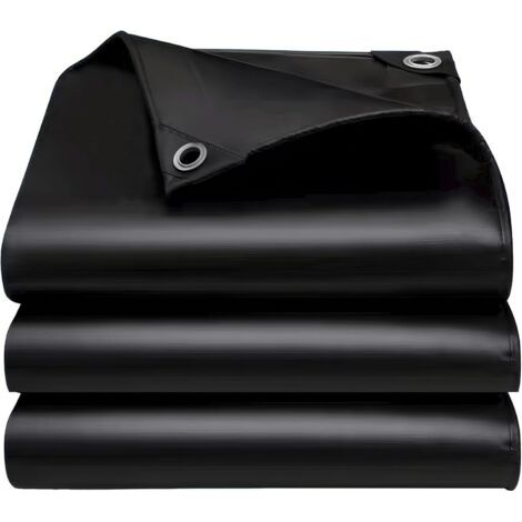 Bâche imperméable robuste 2x3m, bords renforcés, résistante aux UV, adaptée au camping, aux toits et autres emplacements extérieurs, noire. (1/5)