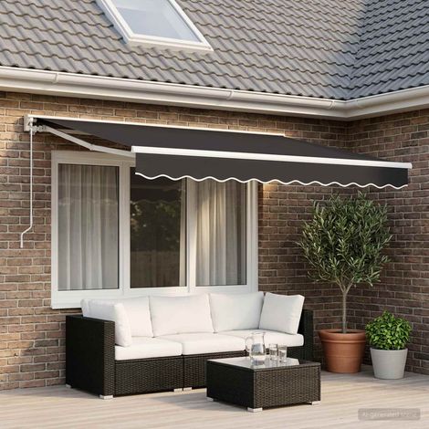 Toile de rechange pour store banne 2,5x2 m avec lambrequin – Polyester enduit PU anthracite 240 gsm – Jonc 16 mm pré-cousu (1/5)