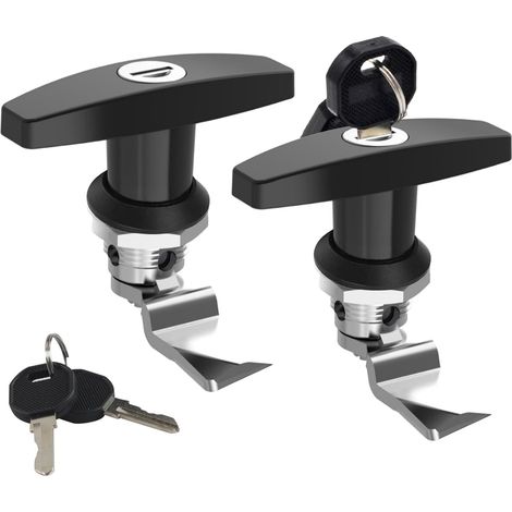 2 pièces Serrure à poignée en T, Caravane avec clé Porte de garage arrière Montage à loquet pivotant pour porte de garage de bateau avec auvent (1/5)