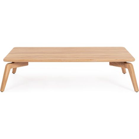 Table basse de jardin rectangulaire en teck L120 - BREHAT (1/5)