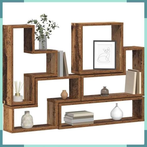 879639 Cube mural Autre Bois ancien 96 x 12 x 64 cm Bois d'ingénierie (1/5)