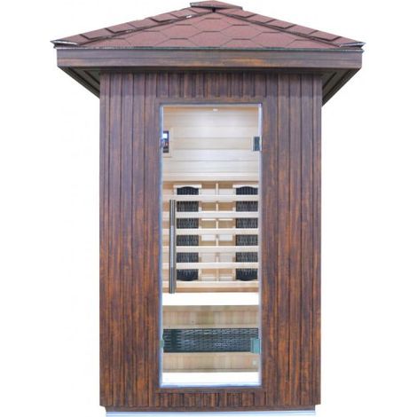Sauna infrarossi da esterno con tegole canadesi, full optional 120x120x250cm Relpunt Nasha